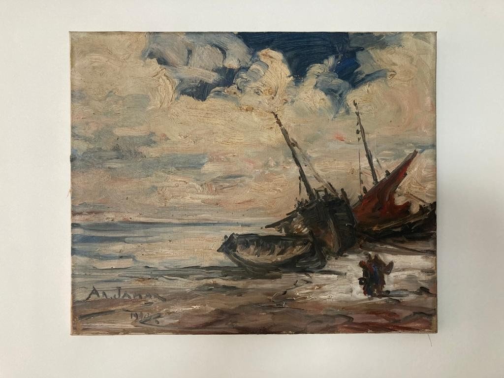 Jamar (1870-1946) Marine Huile sur toile-photo-3