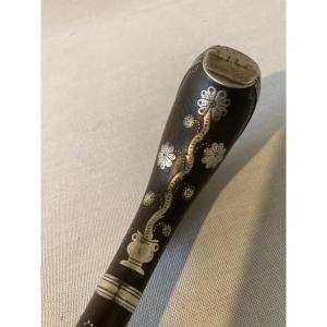 Flemish Pipe Case Inlaid With Silver Folk Art