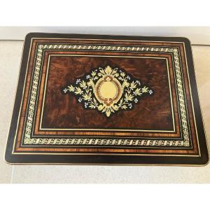 Napoleon III Token Box Marquetry Brass Mother-of-pearl