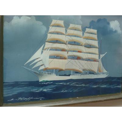 Clipper Gouache Signed Haffner