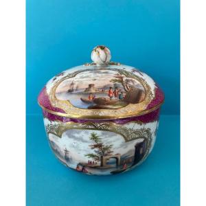 Sucrier porcelaine Meissen décor maritime 