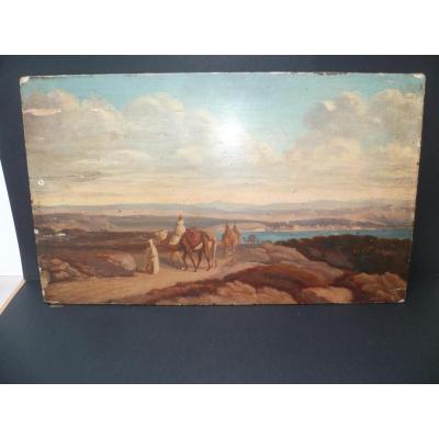 Tableau Orientaliste Caravane Bord De Mer