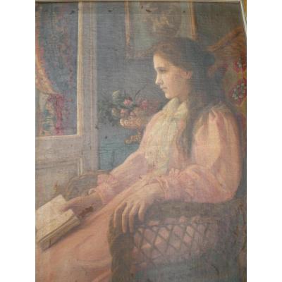 Louise Matheson-Daël (1871-1945) Jeune fille à sa lecture