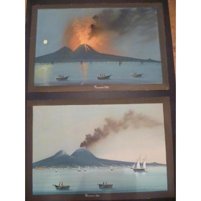 Two Great Neapolitan Gouaches: Vesuvius