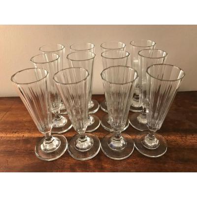 Suite Of 12 Cut Crystal Champagne Flutes