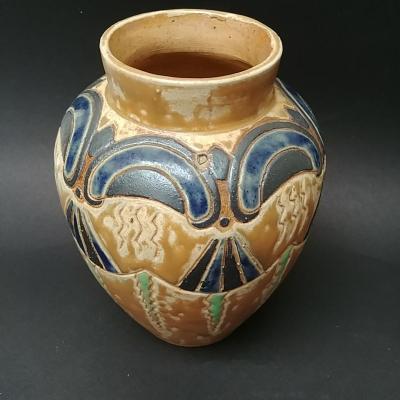 Charles Greber (1853-1935) - Art Deco Vase In Sandstone