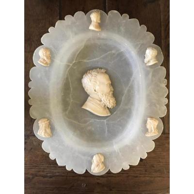 Alabaster Dish To The Illustrious Men Of Italy