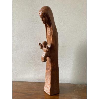 Vierge à l'Enfant Bois Sculpté Victor Feltrin