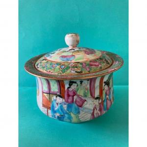 Chine Canton - Sucrier En Porcelaine