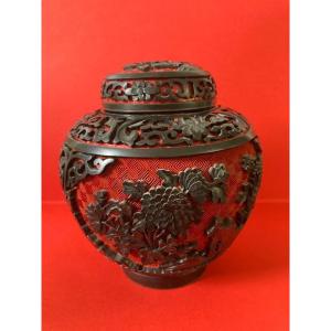 Vase Chinois Laque Gingembre Cinabre