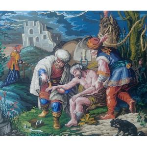 Gouache Cardboard Tapestry The Good Samaritan