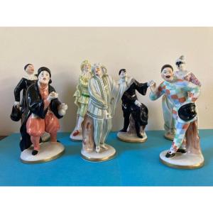 Figurines En Porcelaine Capodimonte Personnages De La Commedia Dell'arte