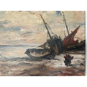 Jamar (1870-1946) Marine Huile sur toile