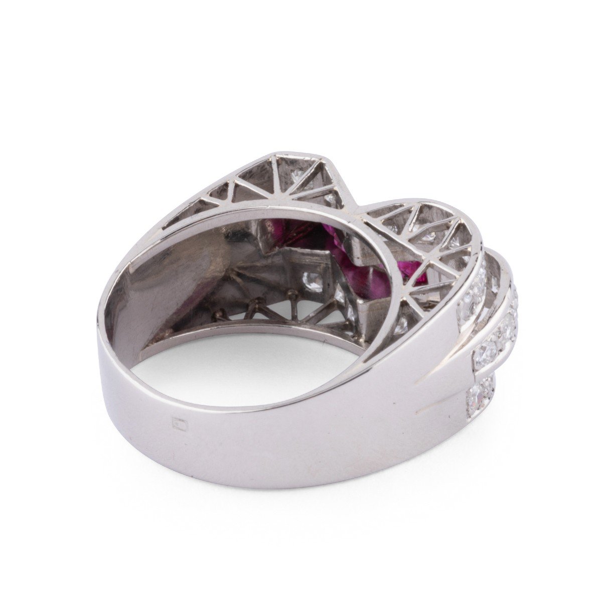 Platinum Diamond And Ruby Ring-photo-4