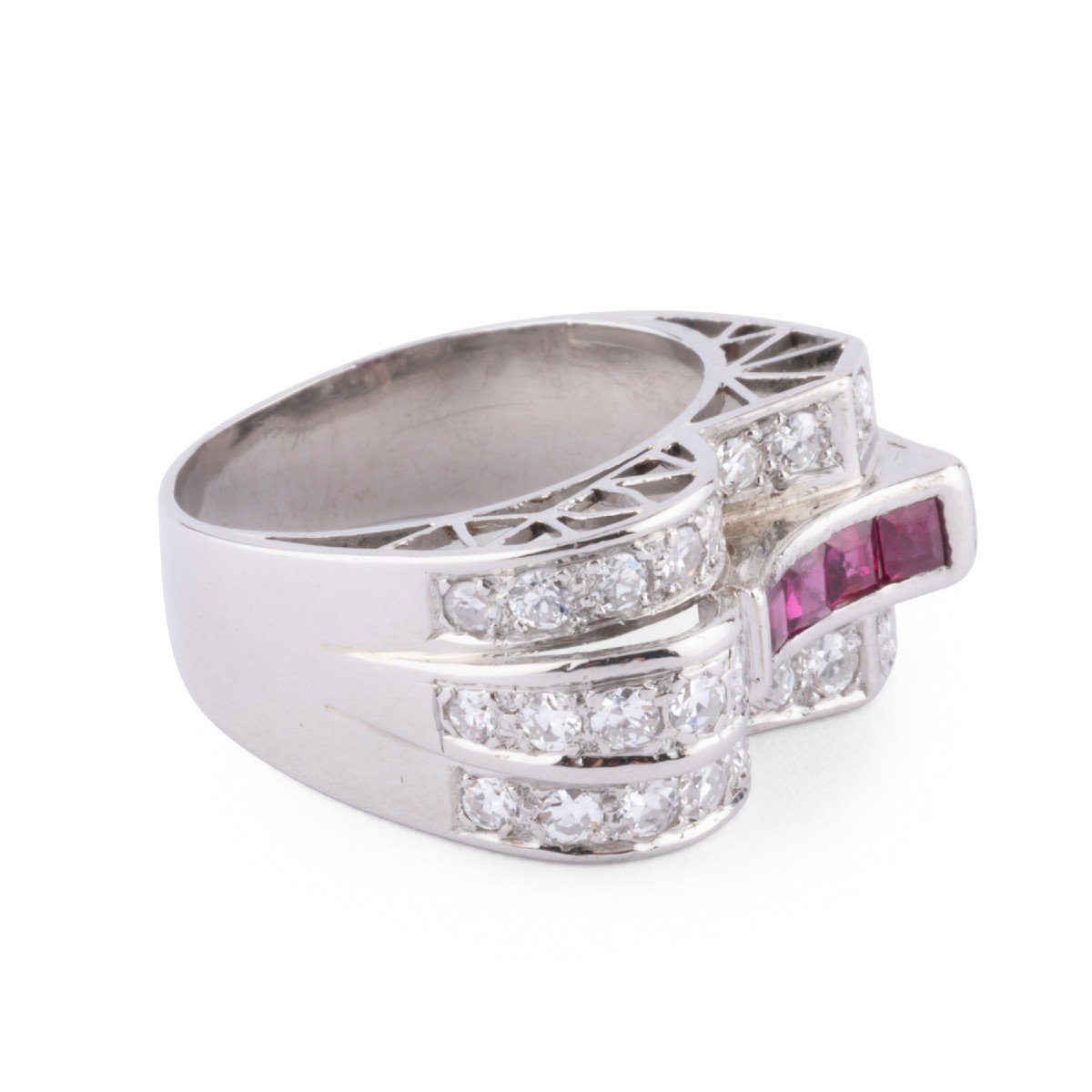 Platinum Diamond And Ruby Ring-photo-3