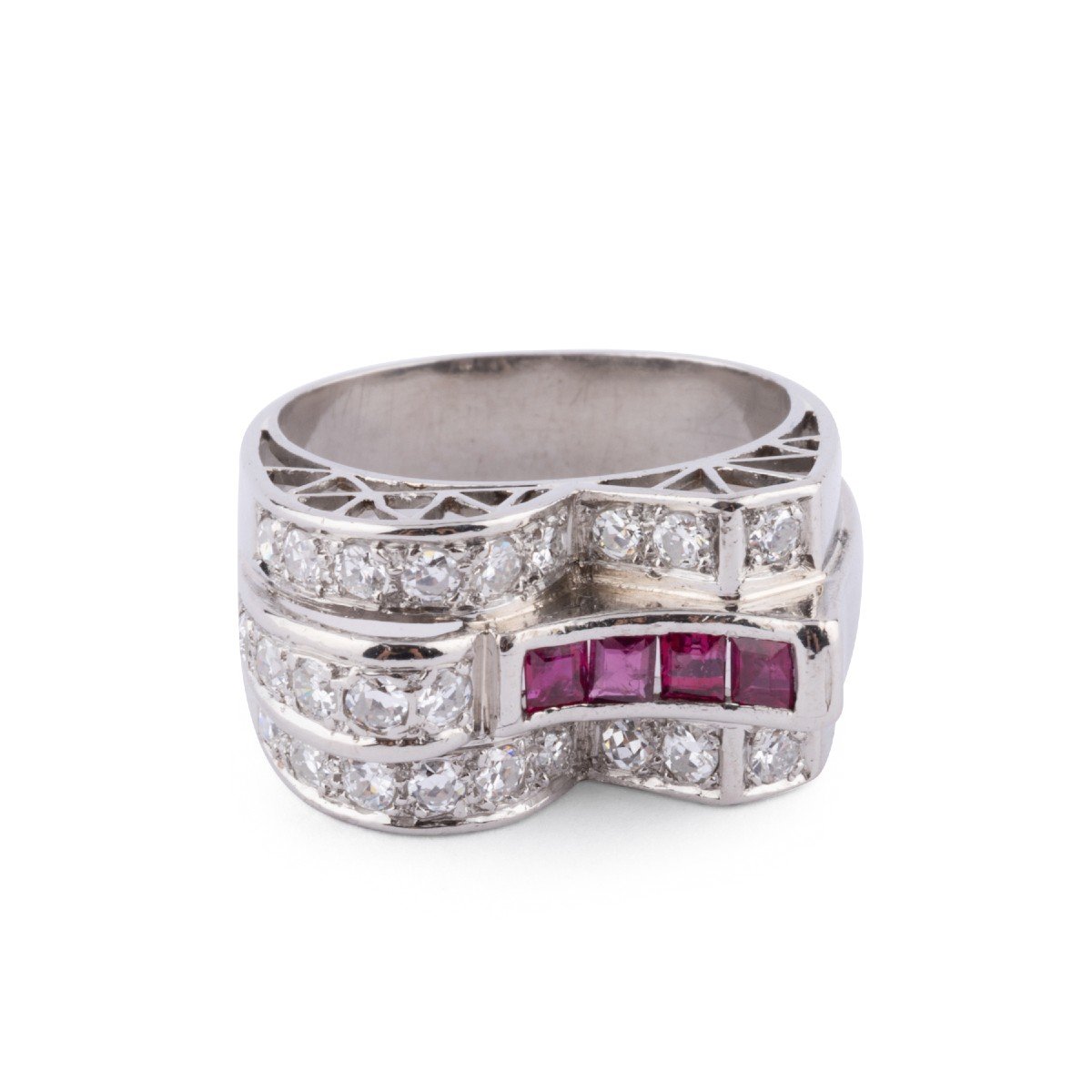 Platinum Diamond And Ruby Ring