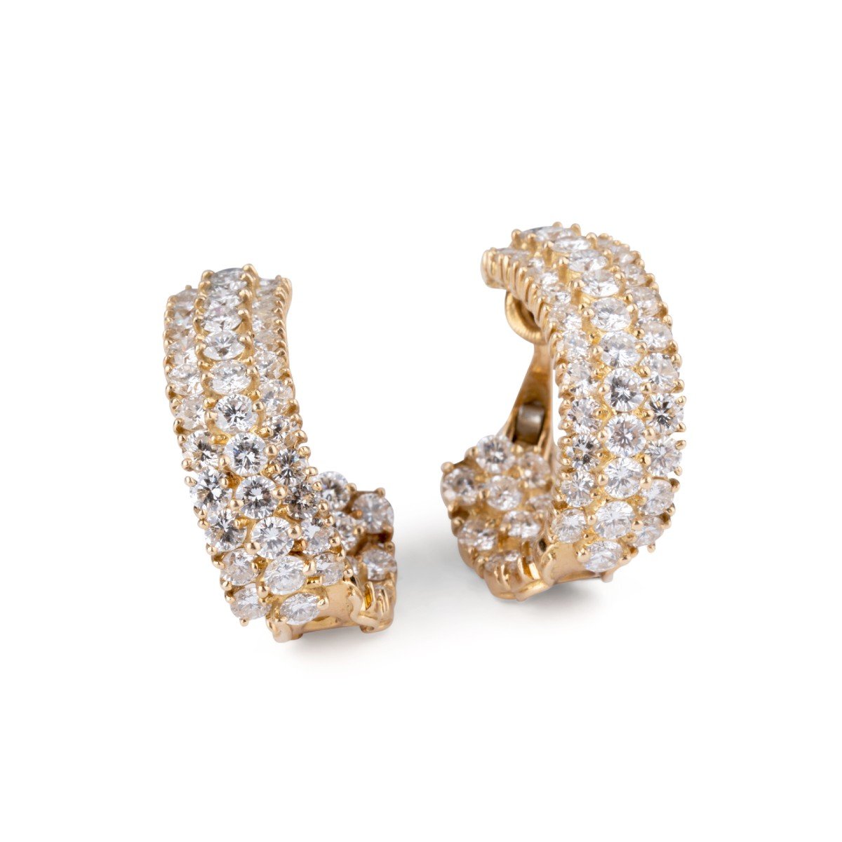 Pair Of Yellow Gold Diamond Earrings-photo-1