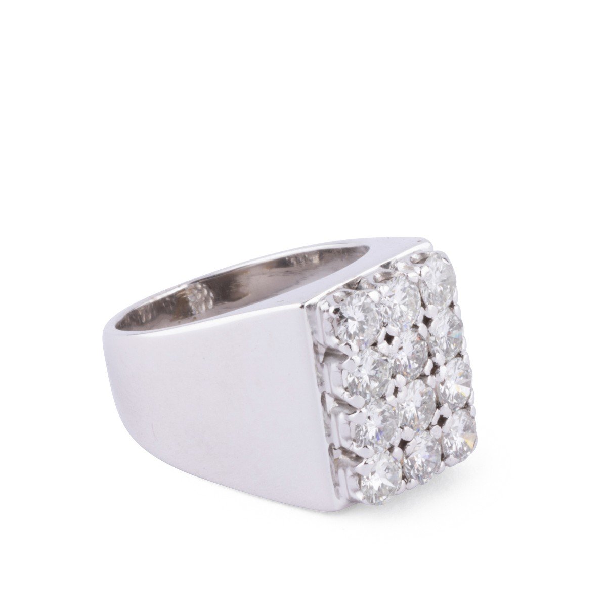 Signet Ring In White Gold And Diamonds-photo-3