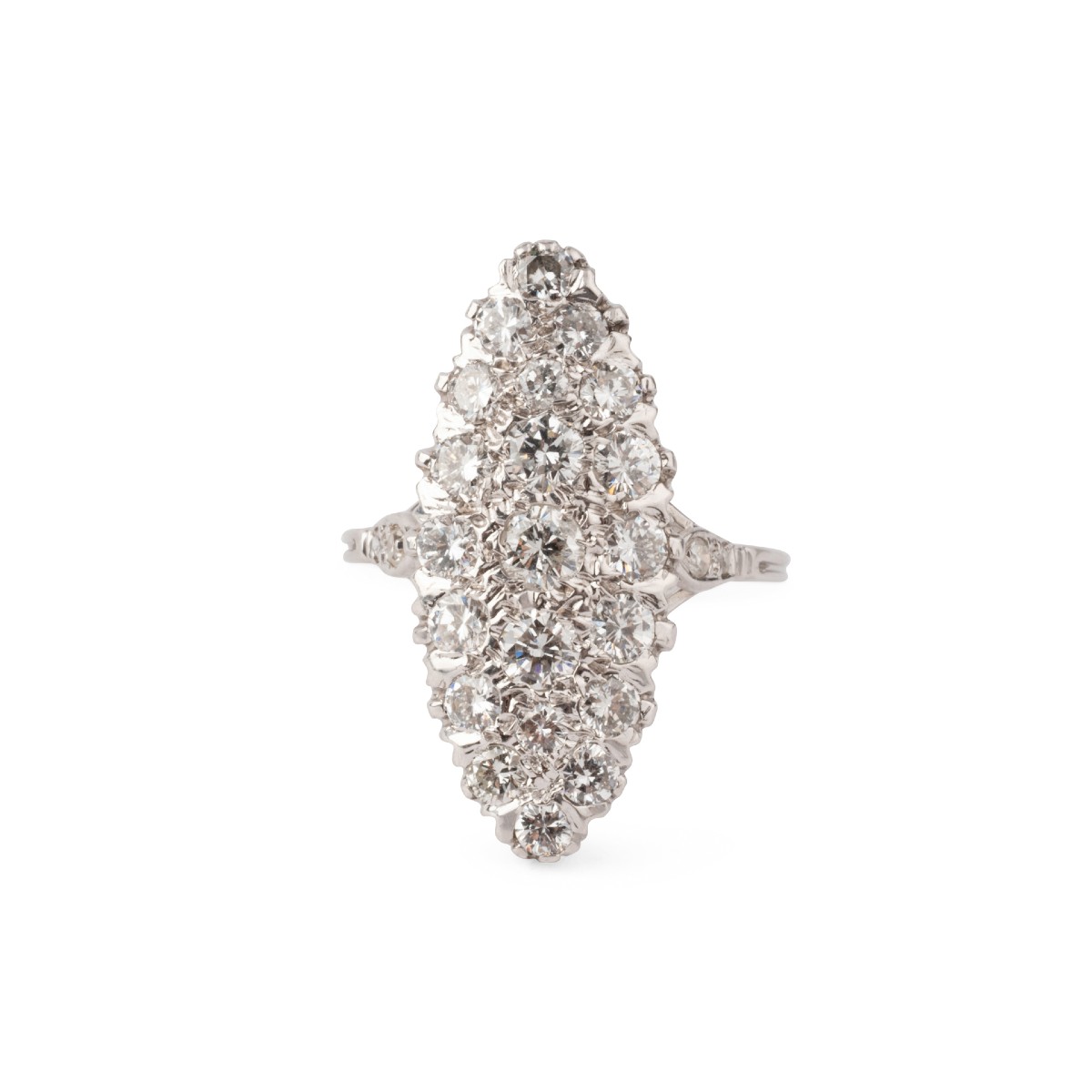 Marquise Ring In White Gold Entirely Set With Diamonds