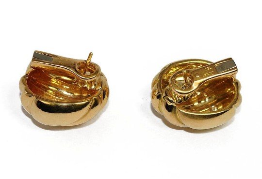 Boucles d'Oreilles Or Jaune Signés De La Maison Cartier-photo-2