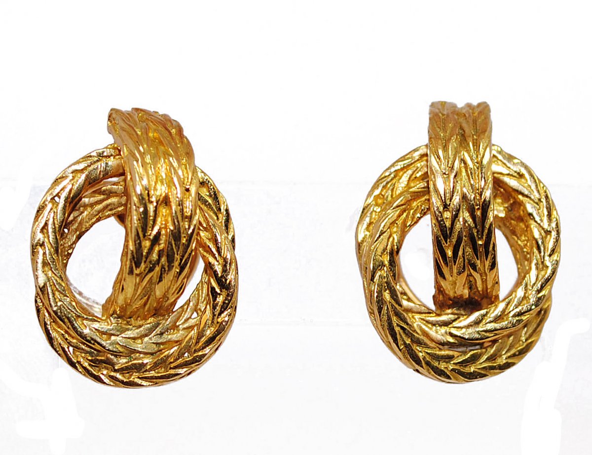 Earrings Yellow Gold Signed From Hermès House-photo-3