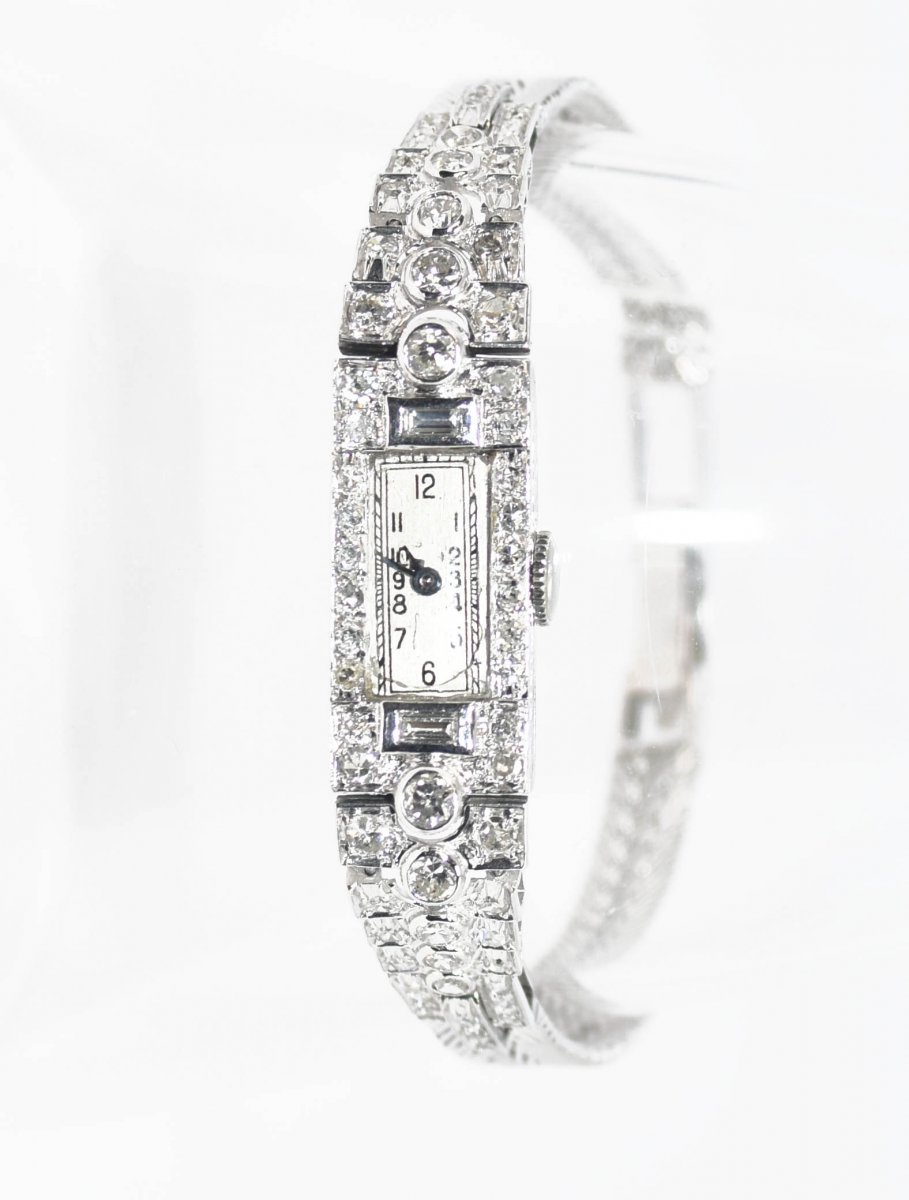Montre en platine et diamants Art Déco