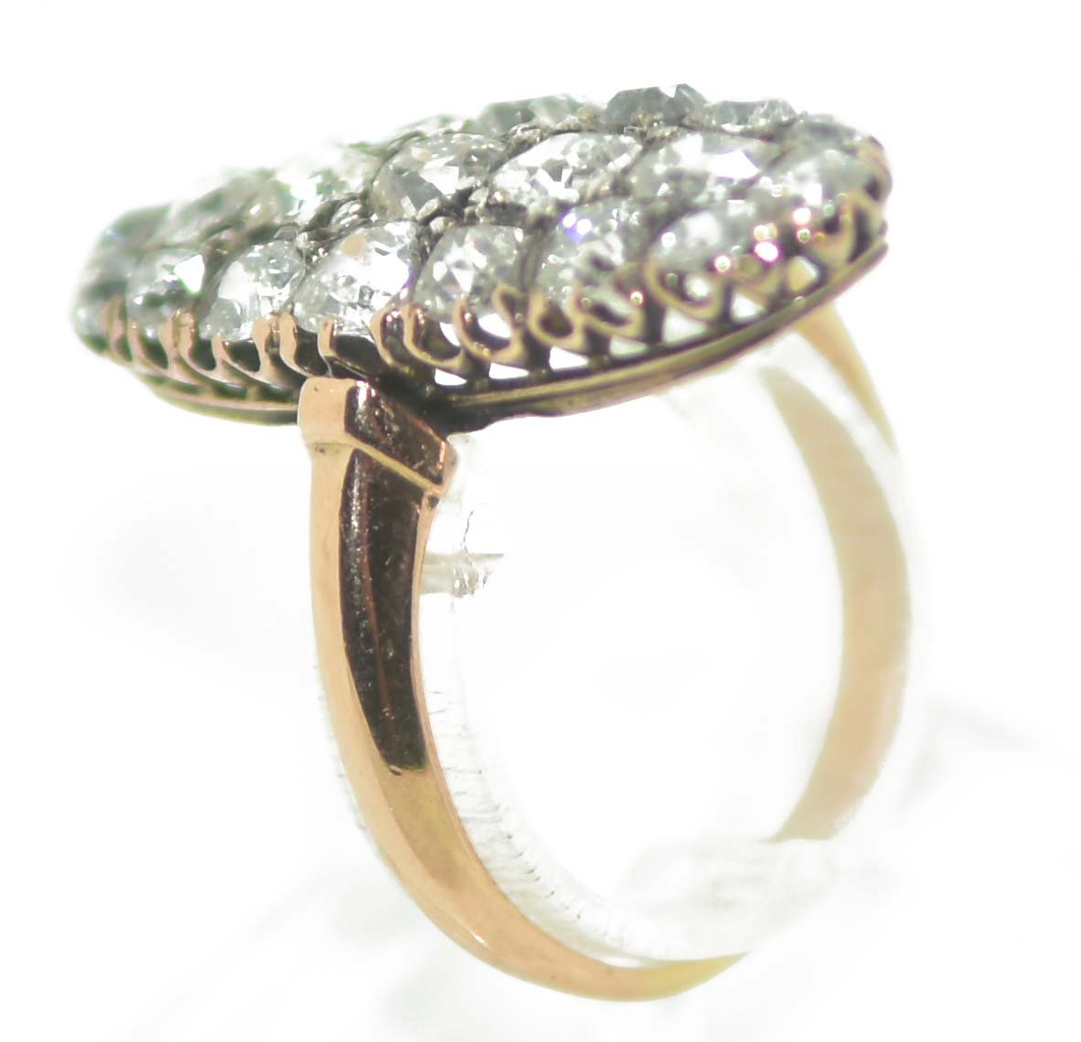 Bague Marquise Diamant Or Et Argent-photo-4