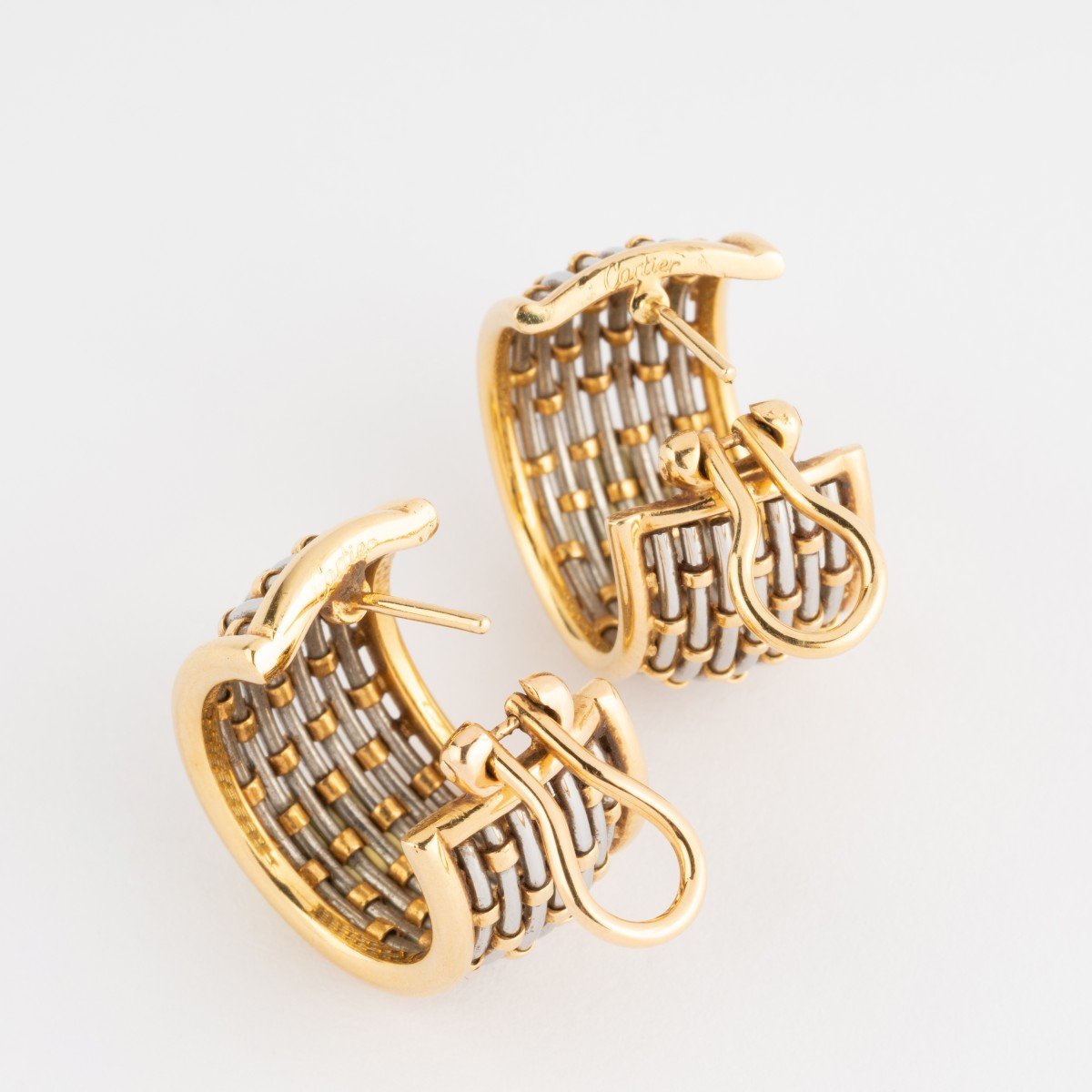 Boucles d'oreilles or Jaune et Argent Signées de la Maison Cartier-photo-2