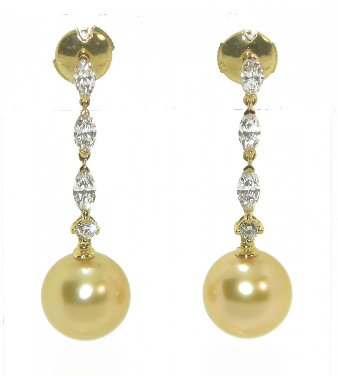 Earrings Pearls Gold Yellow Gold And Diamonds Shuttle-photo-2