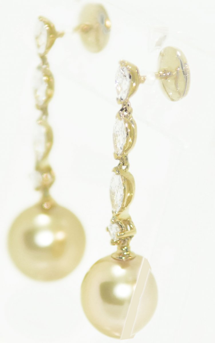Earrings Pearls Gold Yellow Gold And Diamonds Shuttle-photo-3