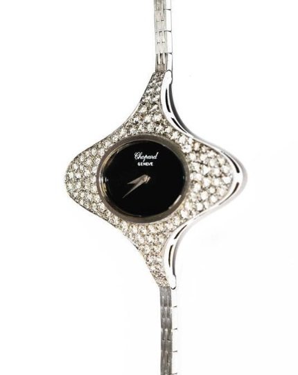 Montre Ovale Or Gris Diamants Chopard Année 1970-photo-3