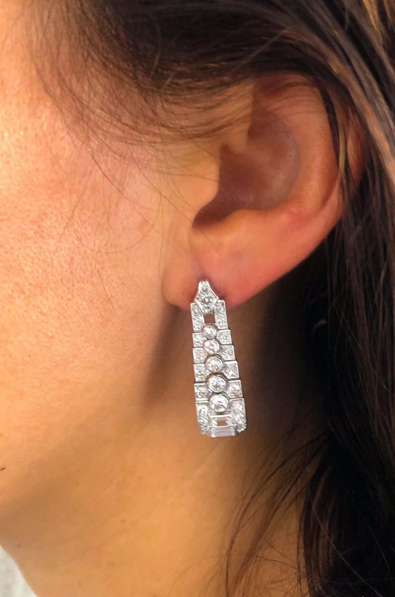 Boucles d'Oreilles En Platine Et Diamants-photo-4