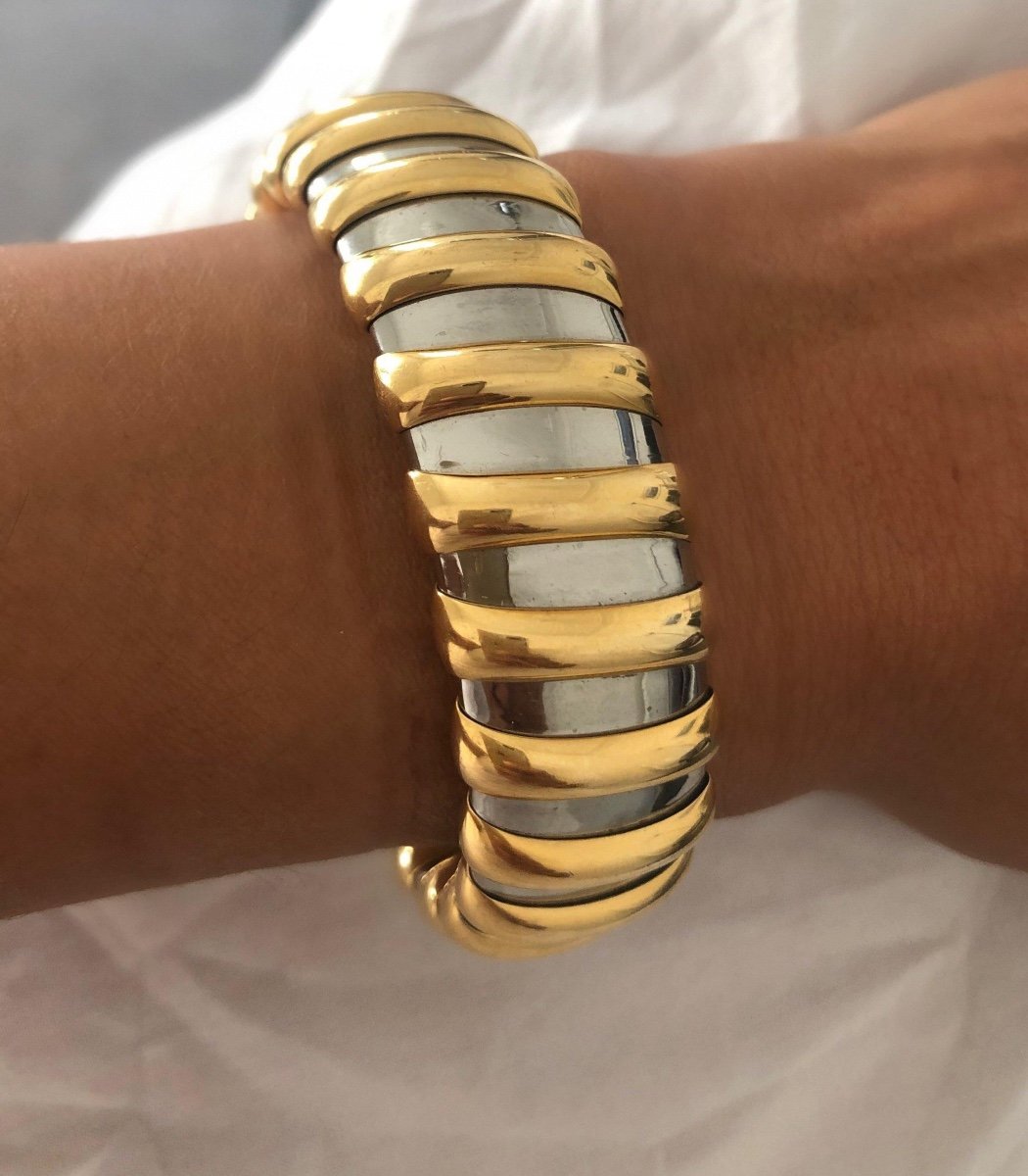 Bracelet Or Jaune Et Acier Signée De La Maison Bvlgari-photo-3