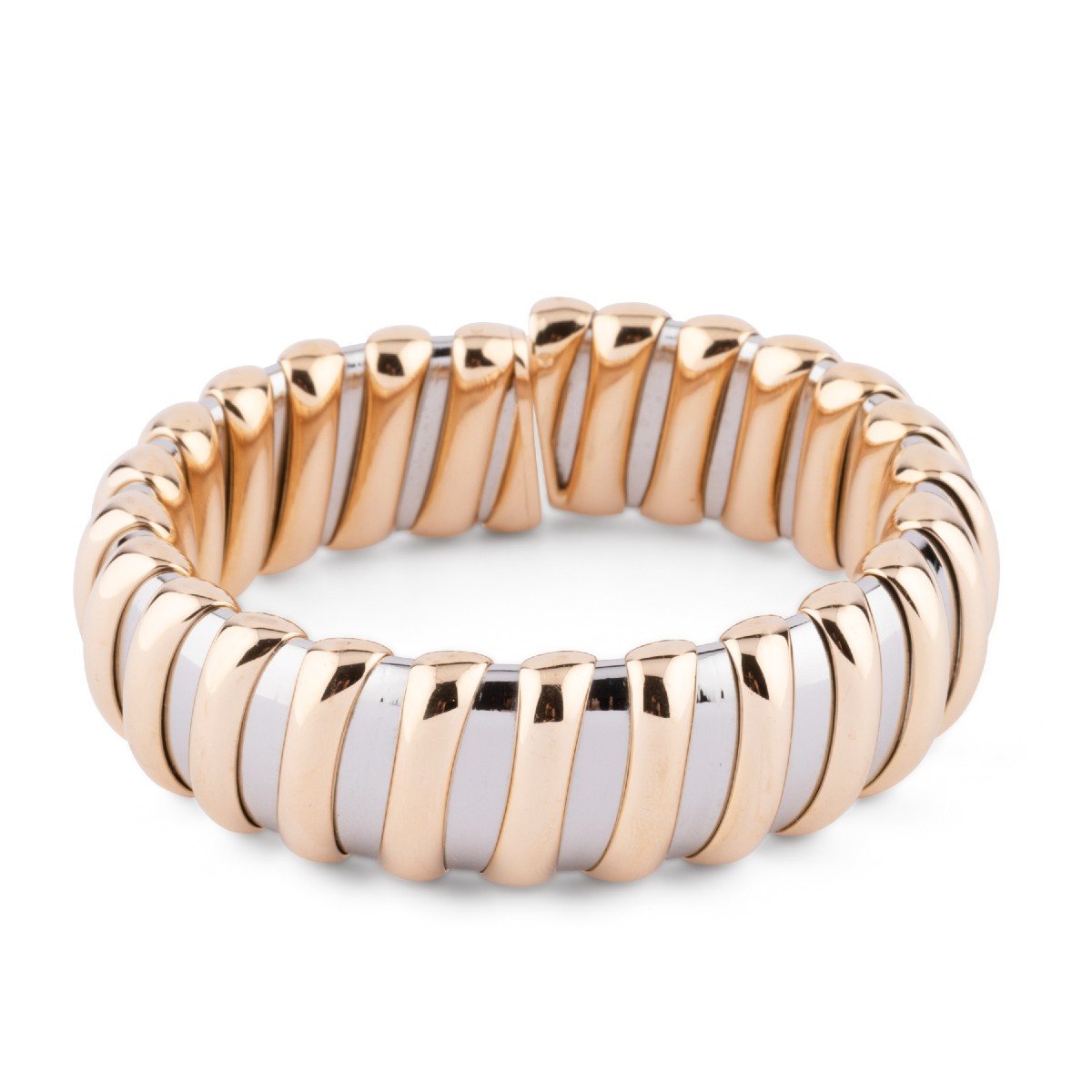 Bracelet Or Jaune Et Acier Signée De La Maison Bvlgari