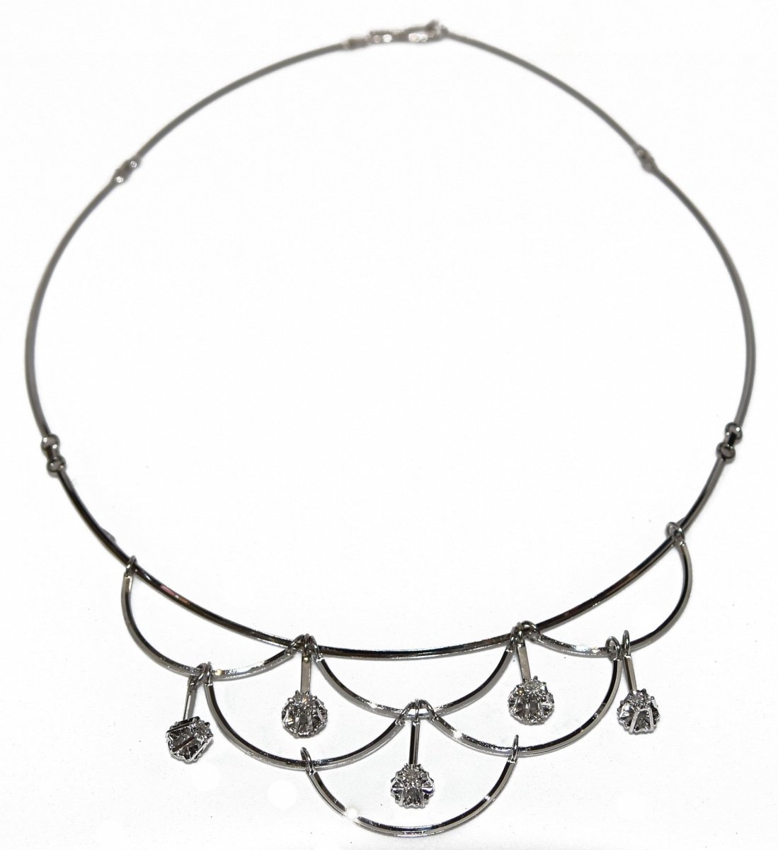 Collier Or Gris Draperie En Diamant