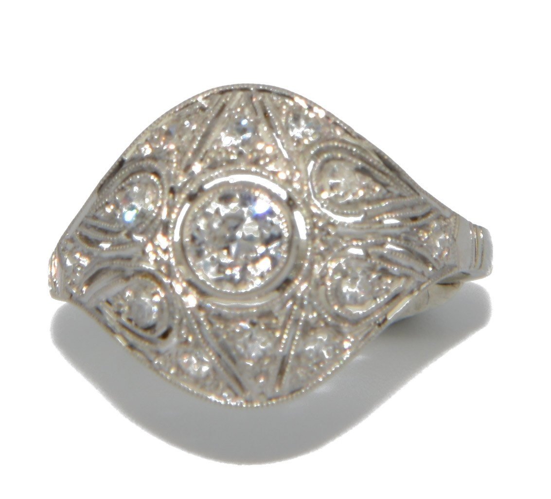 Bague Dôme Ajourée En Diamant En Platine-photo-4