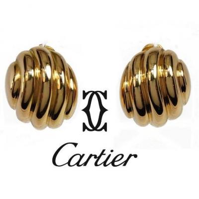 Boucles d'Oreilles Or Jaune Signés De La Maison Cartier