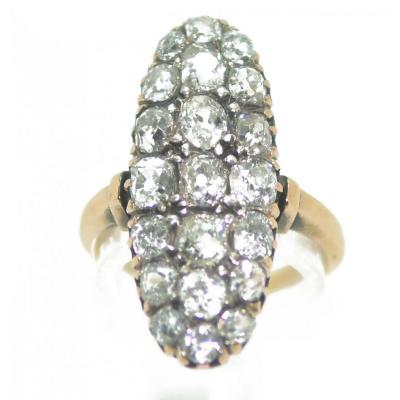 Bague Marquise Diamant Or Et Argent