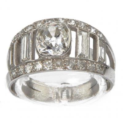 Bague En Diamant Et Platine Forme Bandeau