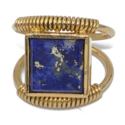 Etruscan Ring In Gold And Lapis