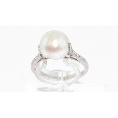 Akoya Pearl And Platinum Ring