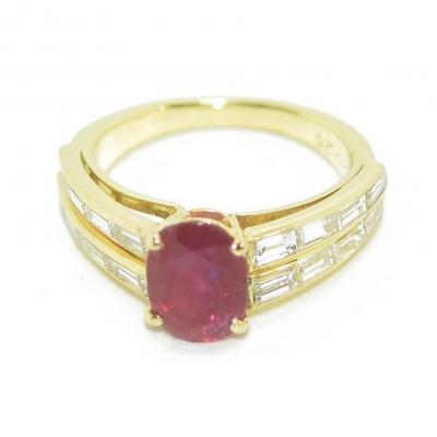 Yellow Gold Ring Adorned With A Burmese Ruby