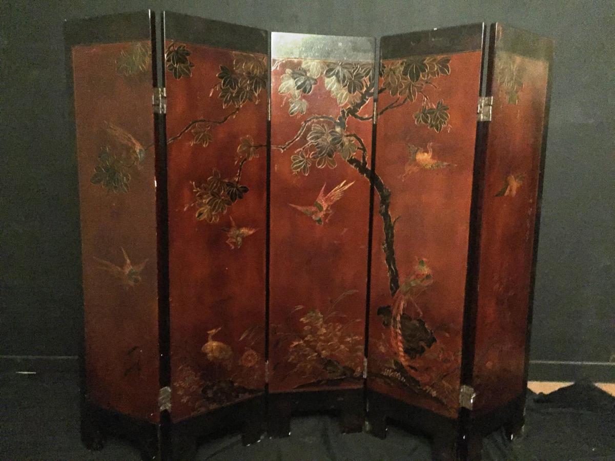 Screen Lacquer Art Deco Leaves China 5-photo-2