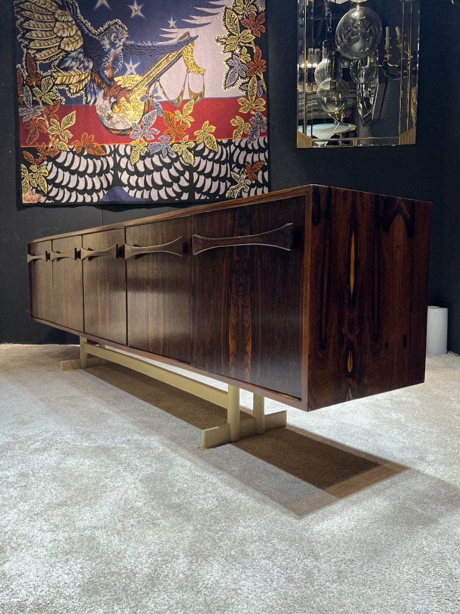 Sideboard / Living Room Cabinet In Brazilian Jacaranda – 60s Design-photo-5