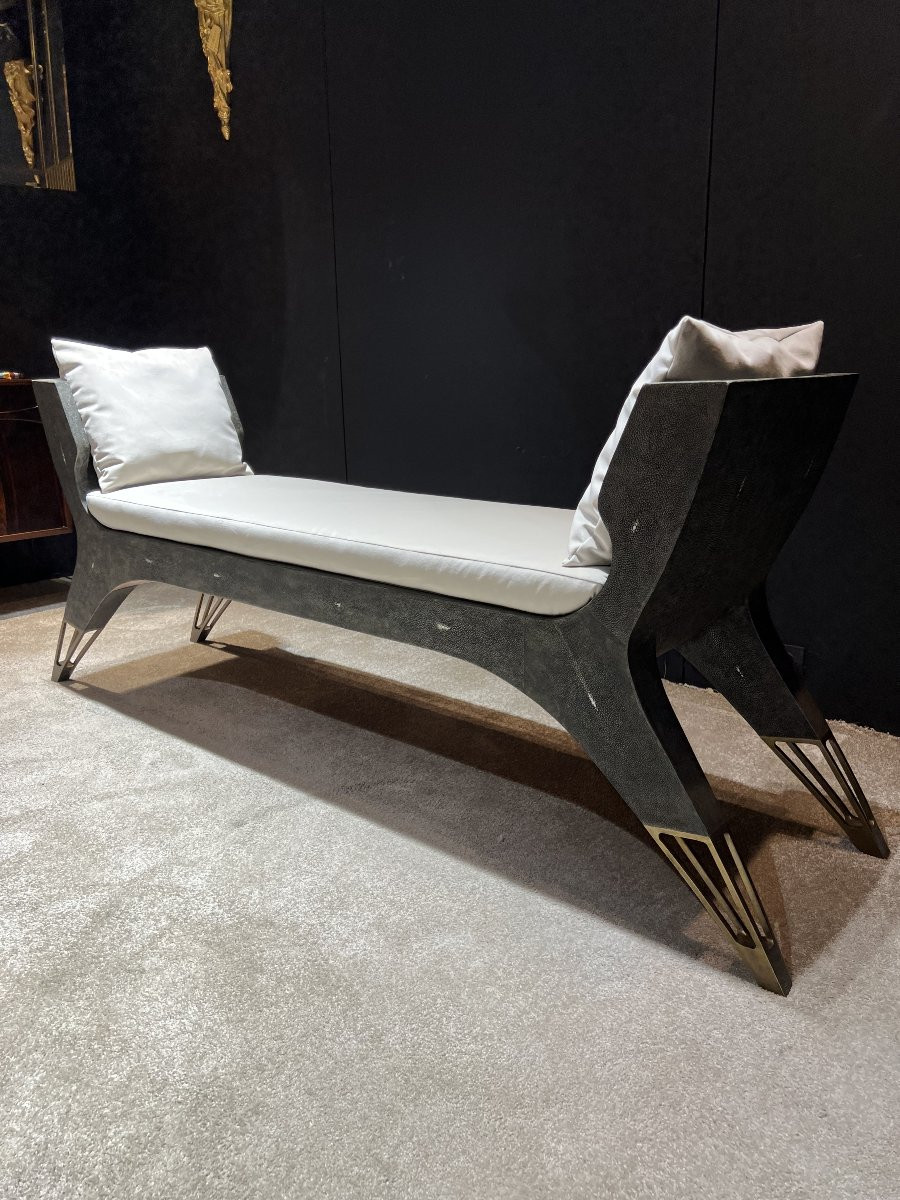 Shagreen Bench Seat Designed By Ria And Youri Augousti – 1990s-photo-3