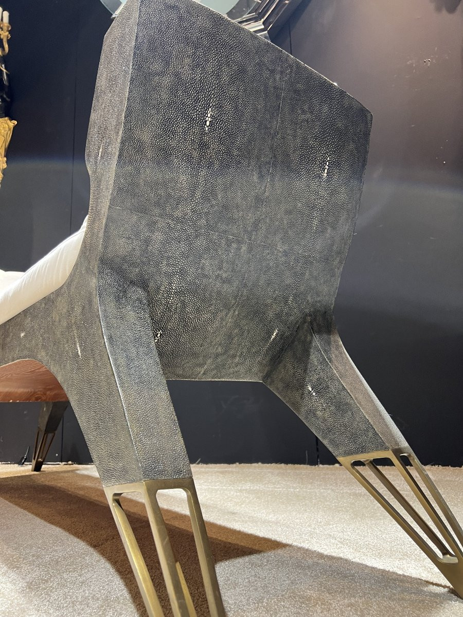 Shagreen Bench Seat Designed By Ria And Youri Augousti – 1990s-photo-6