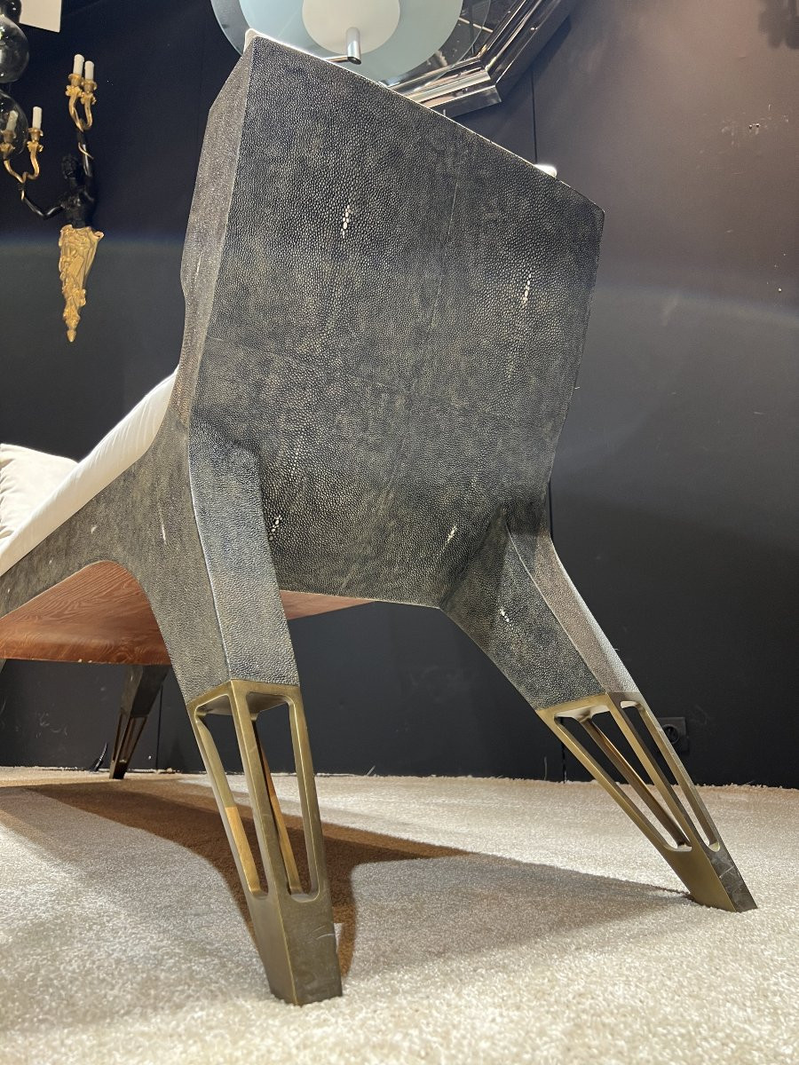 Shagreen Bench Seat Designed By Ria And Youri Augousti – 1990s-photo-7