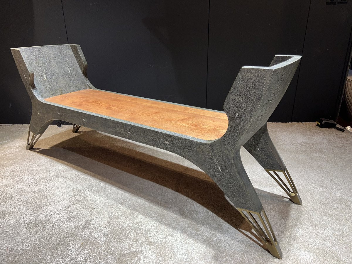 Shagreen Bench Seat Designed By Ria And Youri Augousti – 1990s-photo-8