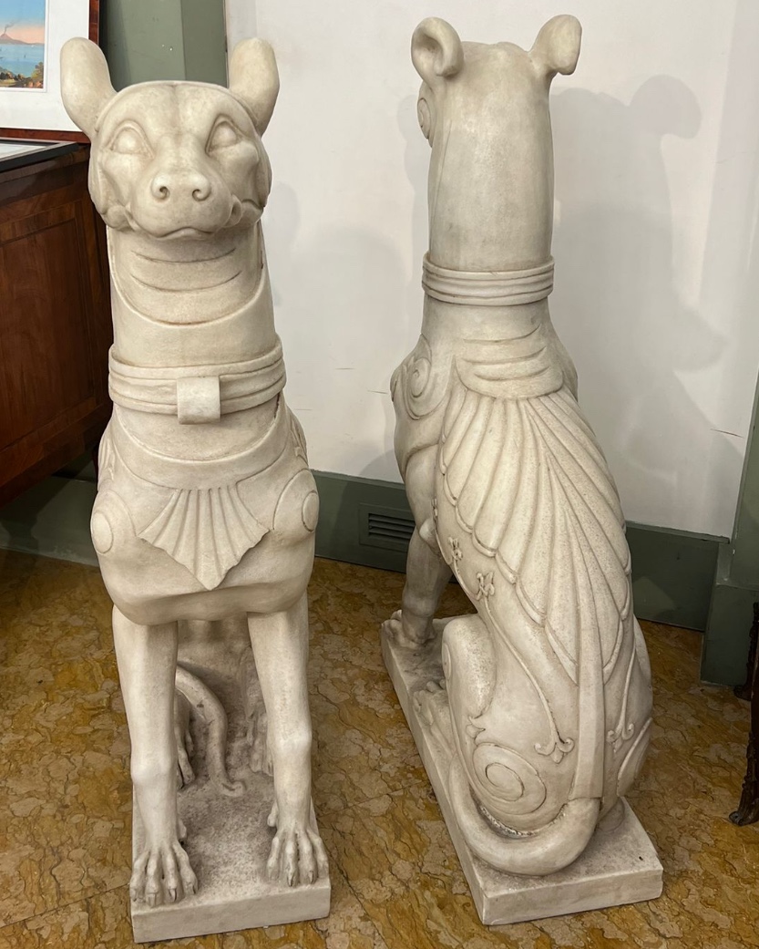 Pair Of Marble Dogs -photo-2