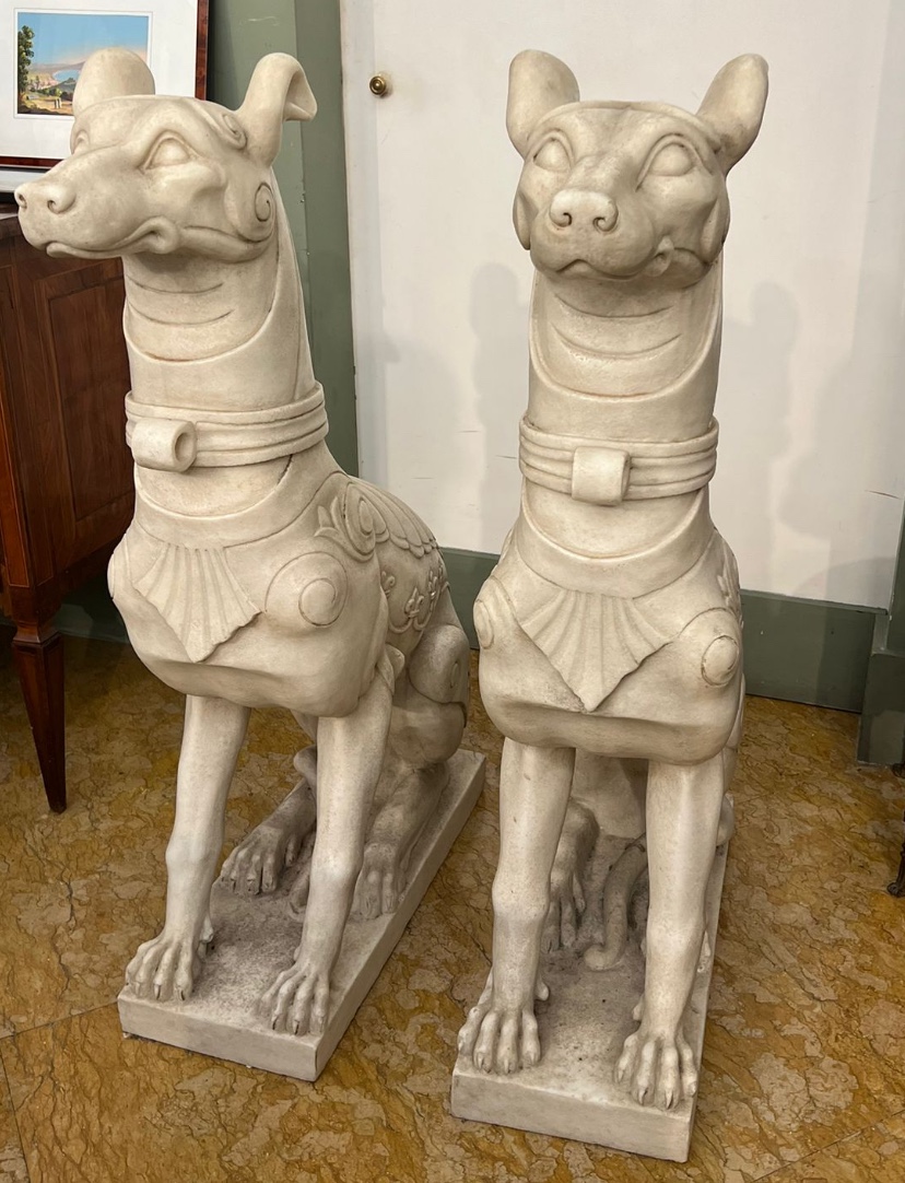 Pair Of Marble Dogs -photo-3